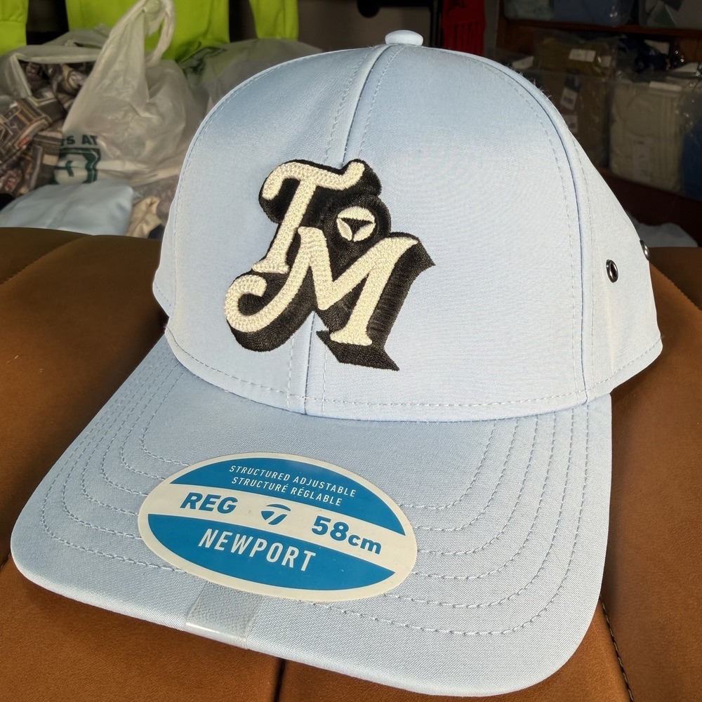 NEW Taylor Made Men's Newport Blue Retro Metal Eyelet Adjustable Golf Hat